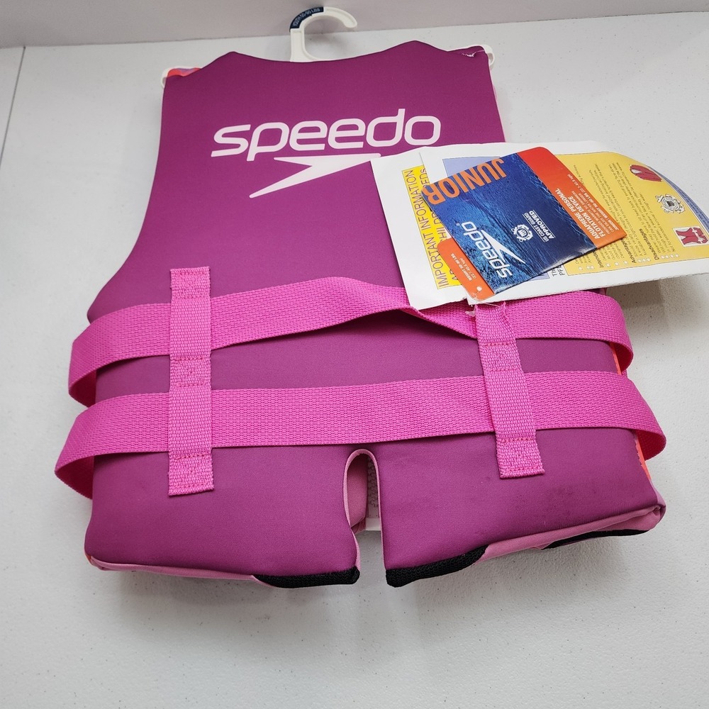Brand New With Tags Speedo Life Vest Girls Junior 50-90 Ilbs. Adjustable Straps - Picture 2 of 8